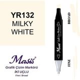 Masis Çift Uçlu Marker Grafik Çizim Kalemi 132 Süt Beyazı - Gri