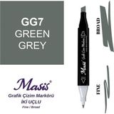 Masis GG7 Yeşilimsi Gri Çift Uçlu Marker Grafik Çizim Kalemi