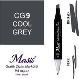 Masis GG9 Yeşilimsi Gri Çift Uçlu Marker Grafik Çizim Kalemi