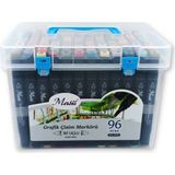 masis grafik çizim markör kalemi twin çift uçlu 0,2 mm - 0,5 mm 96 renk pp çm-pp96 - Yok