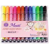 Masis Jumbo Keçeli Kalem, 12 Renk, Pvc Paket