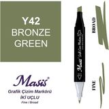 Masis Twin Çift Uçlu Marker Kalemi 42 Bronze Green