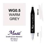 Masis WG0.5 Sıcak Gri Çift Uçlu Marker Grafik Çizim Kalemi