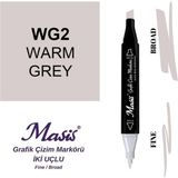 Masis WG2 Sıcak Gri Çift Uçlu Marker Grafik Çizim Kalemi