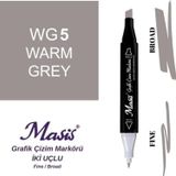 Masis WG5 Sıcak Gri Çift Uçlu Marker Grafik Çizim Kalemi