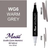 Masis WG6 Sıcak Gri Çift Uçlu Marker Grafik Çizim Kalemi