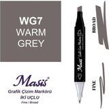 Masis WG7 Sıcak Gri Çift Uçlu Marker Grafik Çizim Kalemi