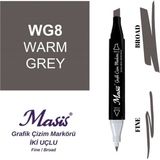 Masis WG8 Sıcak Gri Çift Uçlu Marker Grafik Çizim Kalemi