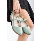 Mask Butik Kadın Mary Babet Ayakkabı Mint Yeşil Suni Deri Düz Taban Tasarımlı - Açık Mint Yeşili