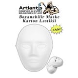 Maske Boyama 19x24 Cm 1 Adet Boyanabilir Maske Karton Lastikli İnsan Yüzü Suratı Okul Sınıf Etkinlikleri Hobi