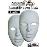 Maske Boyama 2 Adet Boyanabilir Karton Maske Lastikli Insan Yüzü Suratı Yerli Üretim Okul Sınıf Etkinlikleri Hobi - Beyaz - Standart