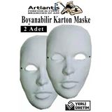 Maske Boyama 2 Adet Boyanabilir Karton Maske Lastikli İnsan Yüzü Suratı Yerli Üretim Okul Sınıf Etkinlikleri Hobi