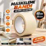 Maskeleme Bandı 25 Metre X 48 Mm Koruma Kağıt Bant Boya Tamir Ahşap Cam Metal Oto Yüzey Yüksek Kalite