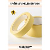 Maskeleme Bandı Bej Krepe Kâğıt Tabanlı Boya Uygulamaları Için Ideal 18MMX20MT - 3 Adet