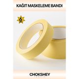Maskeleme Bandı Bej Krepe Kâğıt Tabanlı Boya Uygulamaları Için Ideal 48MMX20MT - 6 Adet