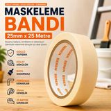 Maskeleme Kağıt Bant 25 Mm X 25 Metre Boyacı Bandı Kırtasiye Bantı Hobi Bantları Okul Bantları