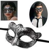 Maskeli Balo Antik Gri Gümüş Eskitilmiş Maske Balo Venedik (5517)