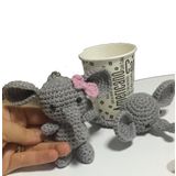 Maskot Fil Amigurumi Organik Anahtarlık ve Bardak Altlığı