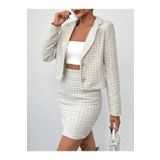 mass fashion Kadın Tüvit Ceket ve Etek Takım