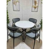Massa Linda 90cm 4 sandalyeli Yemek takimi Mutfak yemek Masası masa - Beyaz - Beyaz