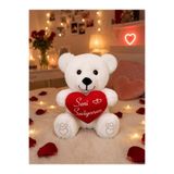 MASSALTOYS sevgiliye hediyelik kırmızı kalpli ''seni seviyorum''peluş beyaz ayıcık oyuncak 35 cm özel tasarım