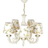 Massarelli Aline 5 Kollu Zamak Metal Krem Avize Sarı Çiçekli Şapkalı