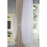 Massarelli Keten Bej Rengi Pilesiz 90x260 cm Fon Perde