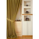 Massarelli Keten Kivi Yeşili 1-2.5 Orta Sık Pile 100x260 cm Fon Perde