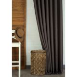 Massarelli Keten Orta Sık Pile Fon Perde, Füme, 60X260
