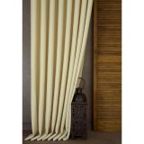 Massarelli Keten Sık Pile Fon Perde, Krem, 60X260