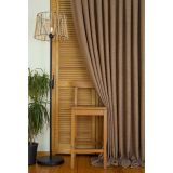 Massarelli Keten Sütlü Kahve 1-3 Sık Pile 60x260 cm Fon Perde