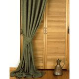Massarelli Keten Yeşil 1-2 Seyrek Pile 60x260 cm Fon Perde