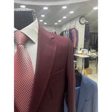 Massaro Battal Beden Büyük Boy Klasik Erkek Takım Elbise - Bordo - 68