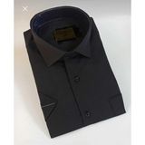 Massaro Pamuk Dakron Erkek Kısa Kol Gömlek Siyah Regular Fit Şıklık ve Konfor - 2XL