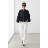 Massimo Dutti %100 keten büzgülü bomber ceket