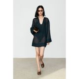 Massimo Dutti %100 keten dökümlü mini elbise