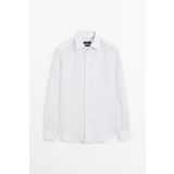 Massimo Dutti %100 keten regular fit çizgili gömlek