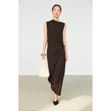 Massimo Dutti Büzgülü asimetrik midi elbise
