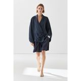 Massimo Dutti Büzgülü detaylı kruvaze dökümlü bluz