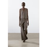 Massimo Dutti Dökümlü %100 Keten Pantolon