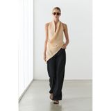 Massimo Dutti Drapeli keten karışımlı halter bluz