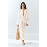 Massimo Dutti İşlemeli detaylı dökümlü kaftan elbise