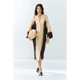 Massimo Dutti İşlemeli keten karışımlı kaftan elbise