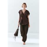 Massimo Dutti Keten karışımlı dökümlü kruvaze kimono