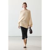 Massimo Dutti Oversize degaje yaka pamuklu keten süveter