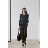 Massimo Dutti V yaka uzun kollu triko polo t-shirt