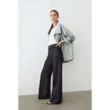 Massimo Dutti Yüksek bel palazzo denim pantolon total look