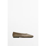 Massimo Dutti Yuvarlak burun deri babet