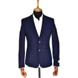 Massimo Rossi Erkek Tek Spor Ceket Çift Yırtmaçlı Gofre BGL-ST03587 - Lacivert - 50