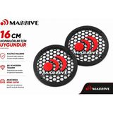 Massive 16CM Hoparlör Kapağı - Massive Logolu Kaliteli Plastik Midrange Hoparlör Kapak 16 cm - 2 Adet